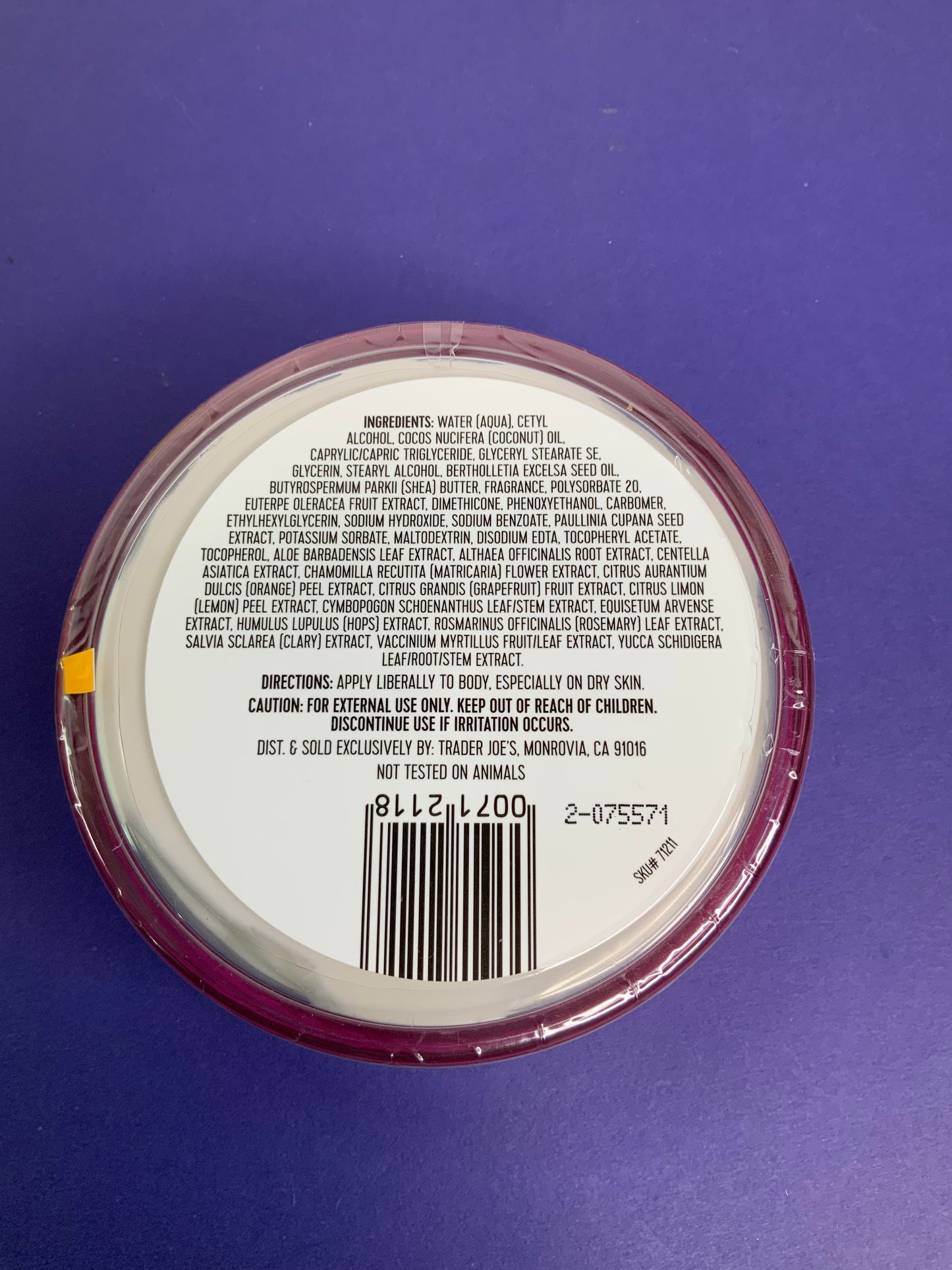 Trader Joes Brazil Nut Body Butter 8 oz.