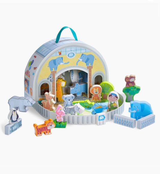 Haba Play World At the Zoo - Interactive Wooden Animal Playset