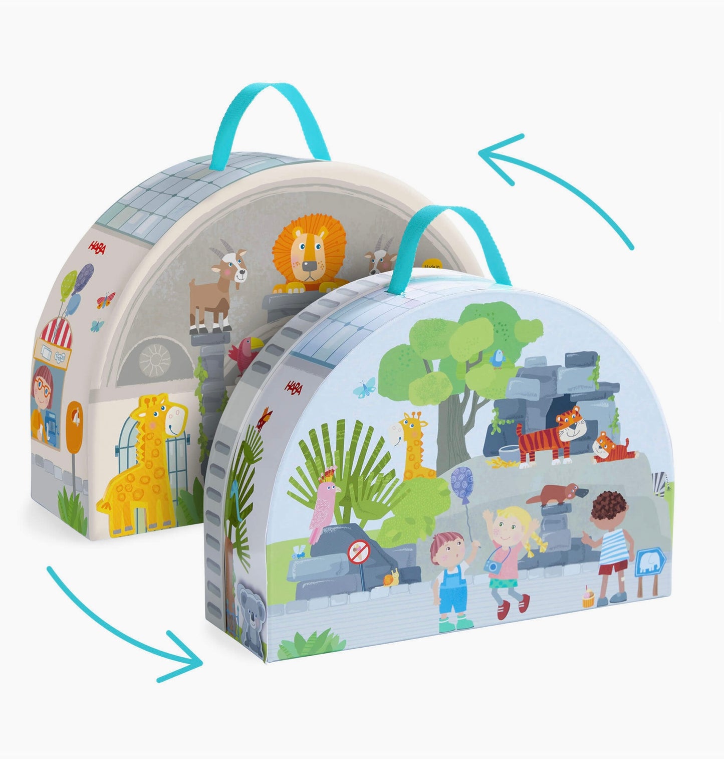 Haba Play World At the Zoo - Interactive Wooden Animal Playset