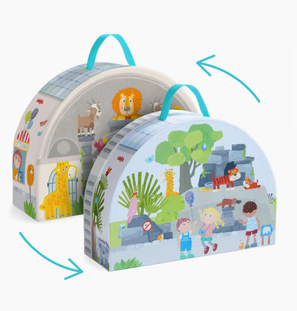 Haba Play World At the Zoo - Interactive Wooden Animal Playset