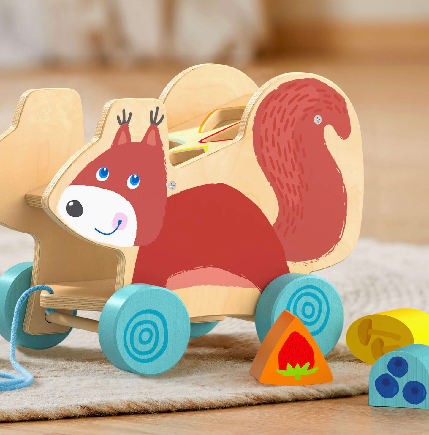 Haba Squirrel Pull-Along Toy & Sorting Box - Toddler Activity Set