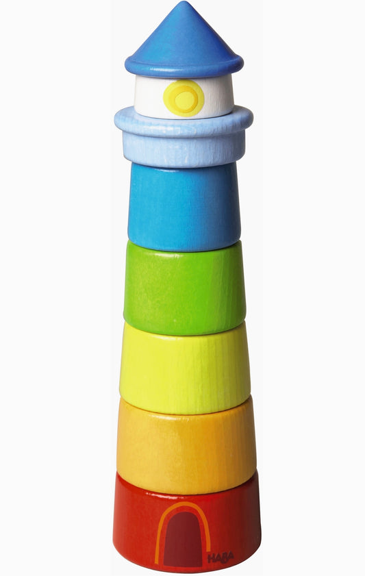 Haba Wooden Rainbow Lighthouse – Montessori Stacker & Balance Toy