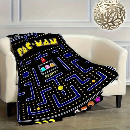 Pac-Man Game Gamer Fleece Blanket 59” x 79” Large Throw Movie Night