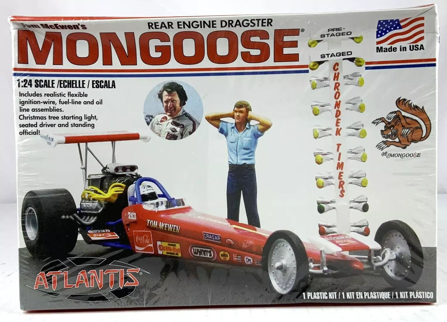 ATLANTIS Tom McEwen Rear Engine Dragster 1:24 model kit DISTRESSED BOX