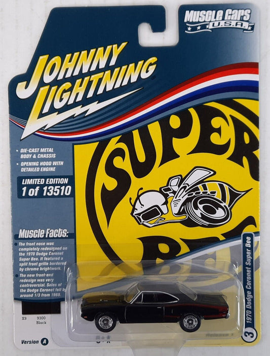 Johnny Lightning Muscle Cars USA 1970 Dodge Coronet Super Bee 3 Ver A Rel 1 Black JL