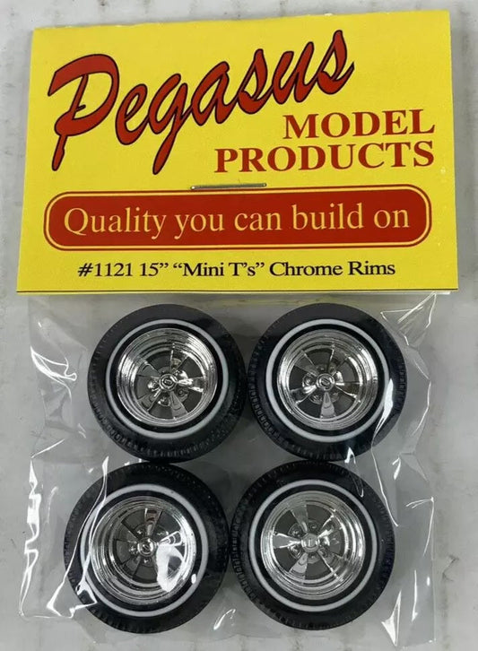 PEGASUS Mini T's Chrome Rims w/tires 1121 model kit