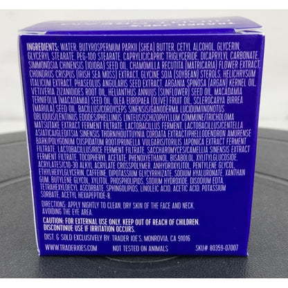 Trader Joe’s Night Cream Irish Sea Moss Extract Fermented Mushroom Complex 2 OZ