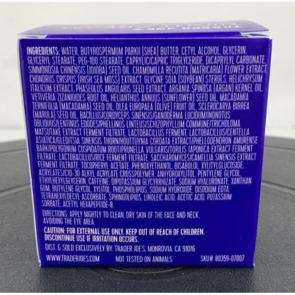 Trader Joe’s Night Cream Irish Sea Moss Extract Fermented Mushroom Complex 2 OZ