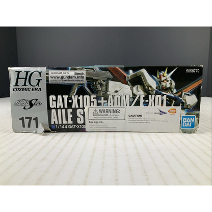 BANDAI HG Aile Strike Gundam GAT-X105+AQM/E-X01 1:144 model kit DISTRESSED BOX