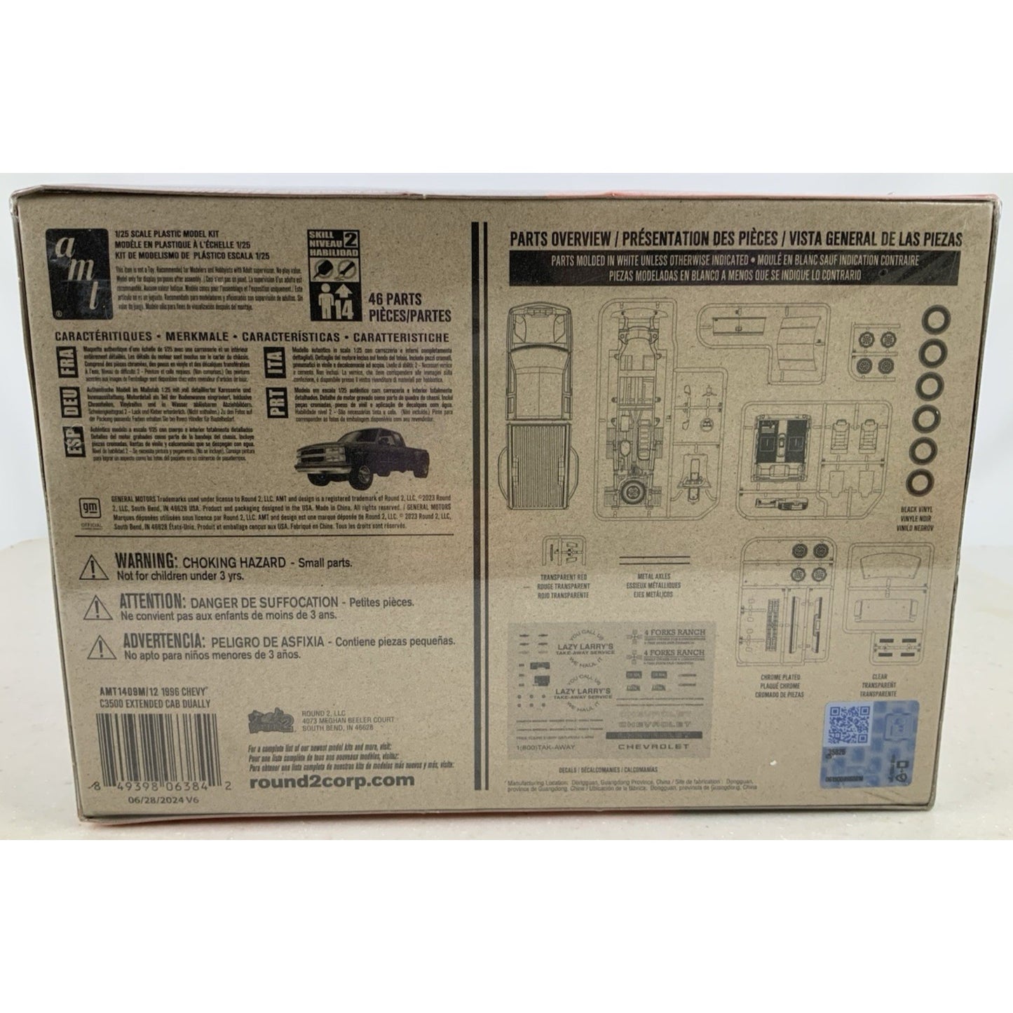 AMT 1996 Chevrolet C3500 Dually extended cab truck 1:25 model kit DISTRESSED BOX