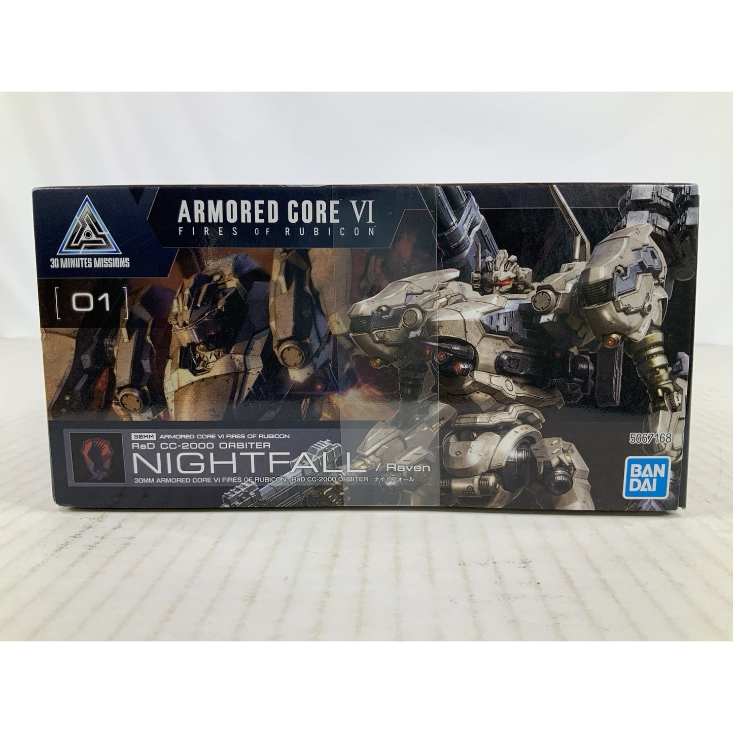 BANDAI Nightfall Raven RaD CC-2000 Orbiter Armored core model kit DISTRESSED BOX