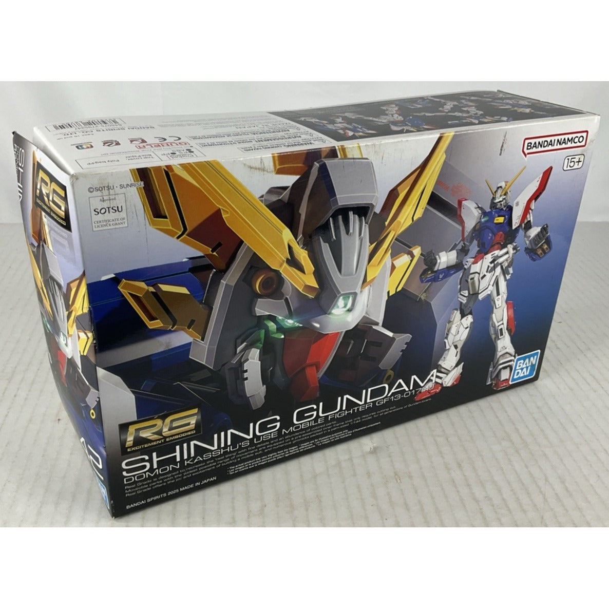 BANDAI RG Shining Gundam Domon Kasshu GF13-017NJ 1:144 model kit DISTRESSED BOX