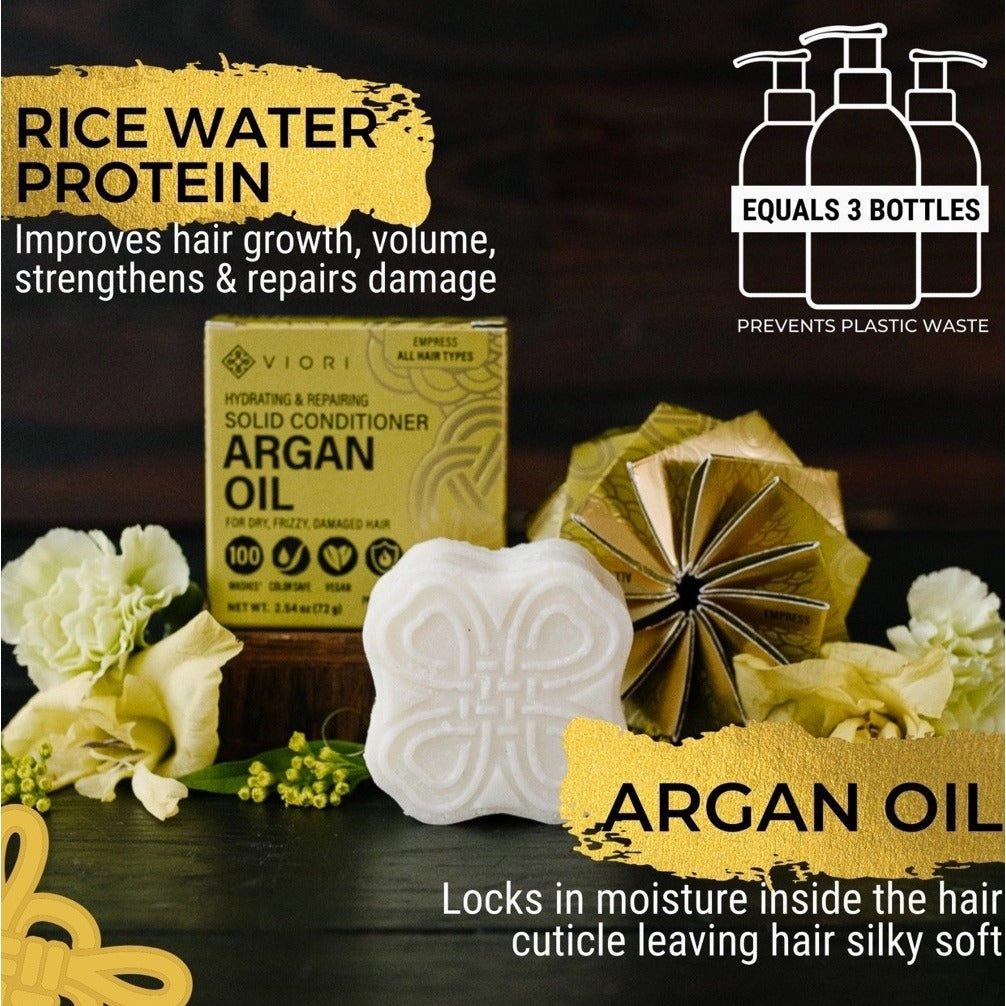 Viori Empress Argan Oil Shampoo Conditioner Exfoliating Scrub Bars Full 3 Set