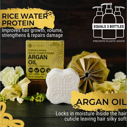 Viori Empress Argan Oil Shampoo Conditioner Exfoliating Scrub Bars Full 3 Set