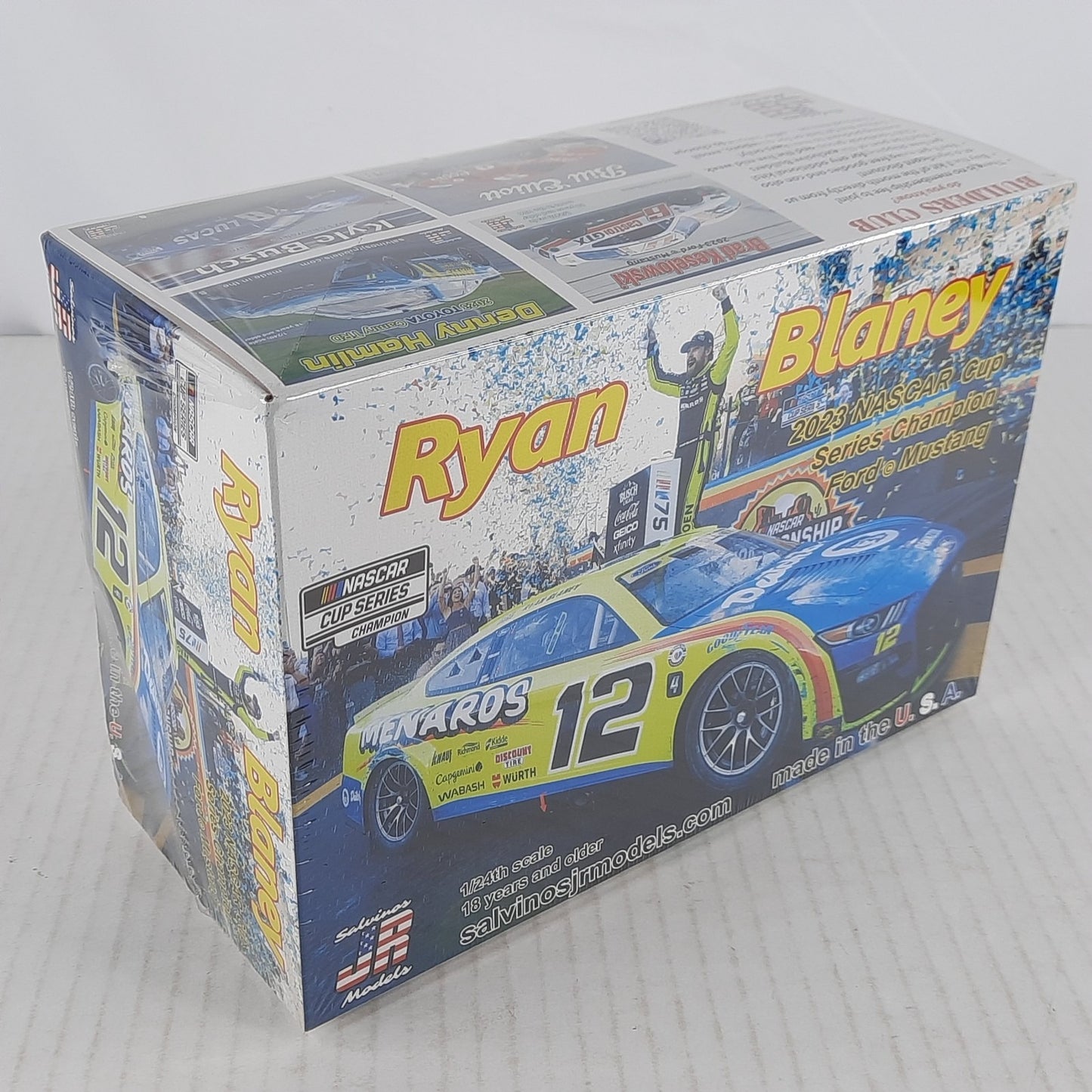 Salvinos JR Ryan Blaney 2023 NASCAR Cup Mustang 1/24 Model Kit DISTRESSED BOX