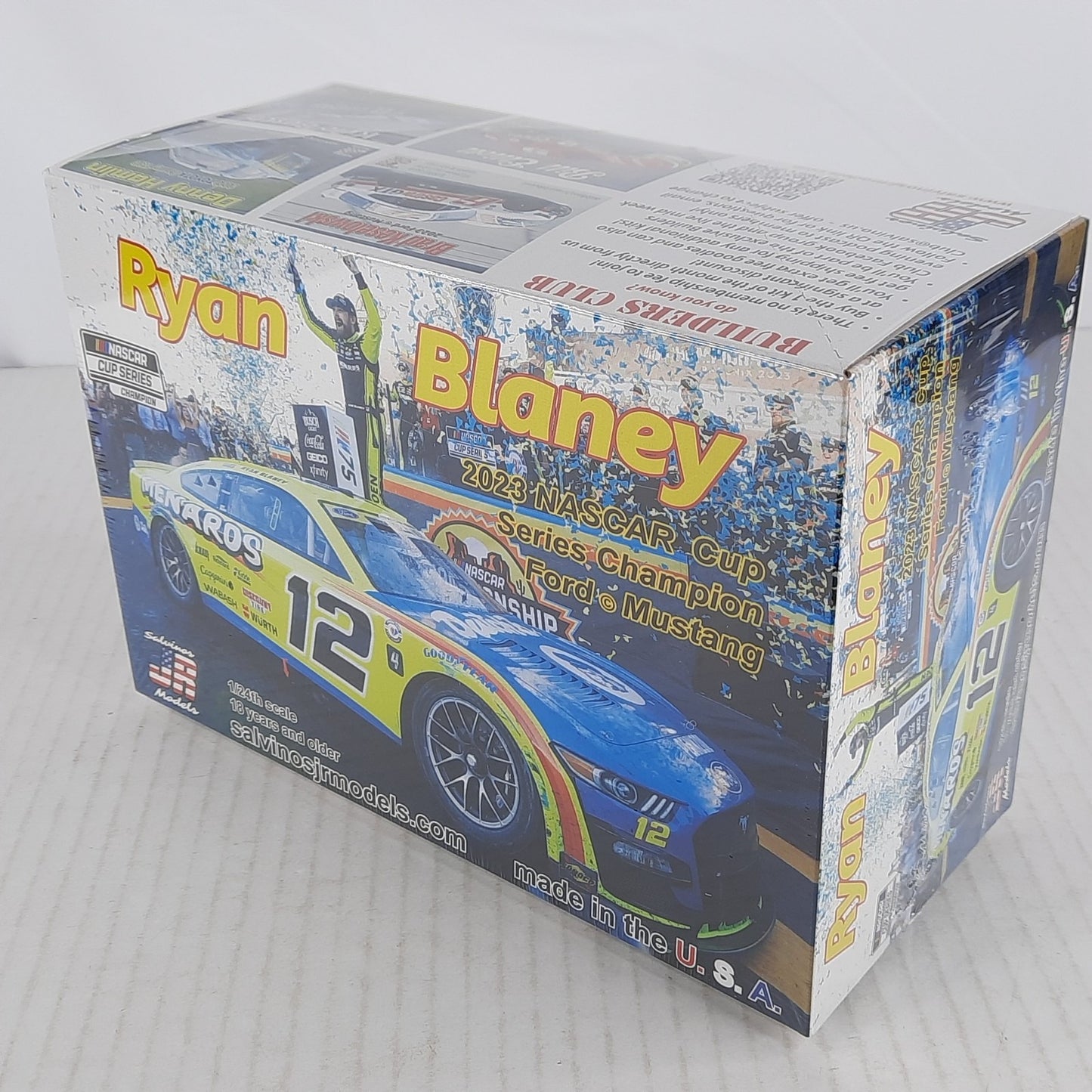 Salvinos JR Ryan Blaney 2023 NASCAR Cup Mustang 1/24 Model Kit DISTRESSED BOX