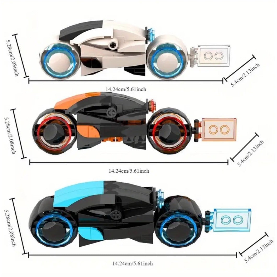 Moc Tron Building Block Model 3 lightcycles Blue Orange White Compatible Sets
