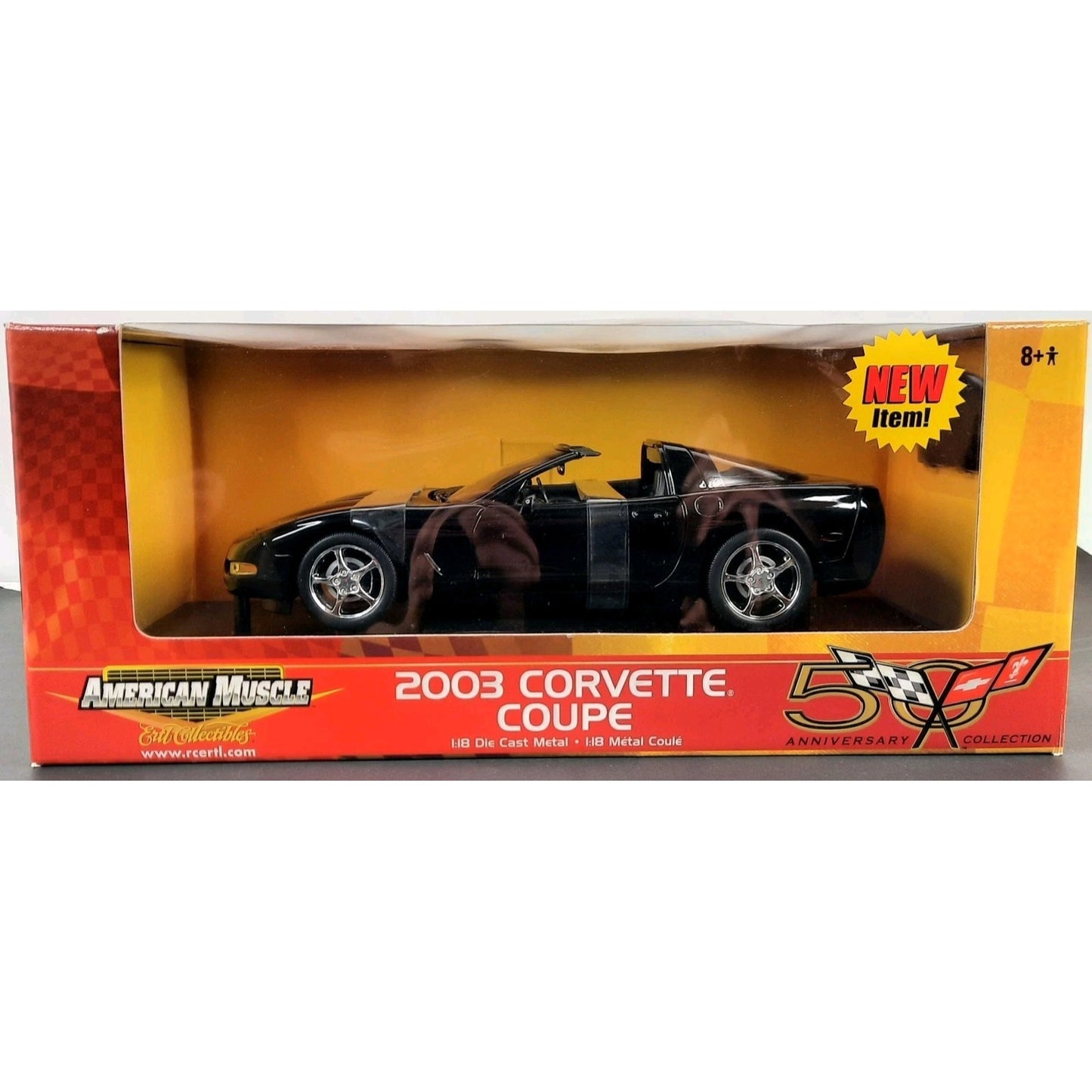Ertl 2003 Corvette Coupe 50th Anniversary American Muscle Black 1:18 Diecast