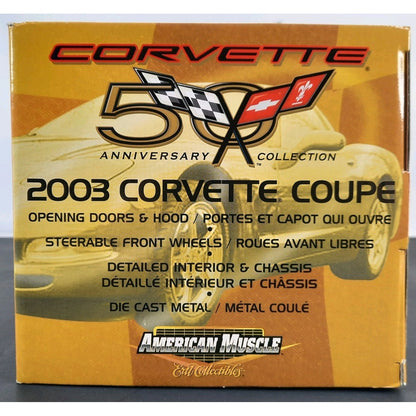 Ertl 2003 Corvette Coupe 50th Anniversary American Muscle Black 1:18 Diecast