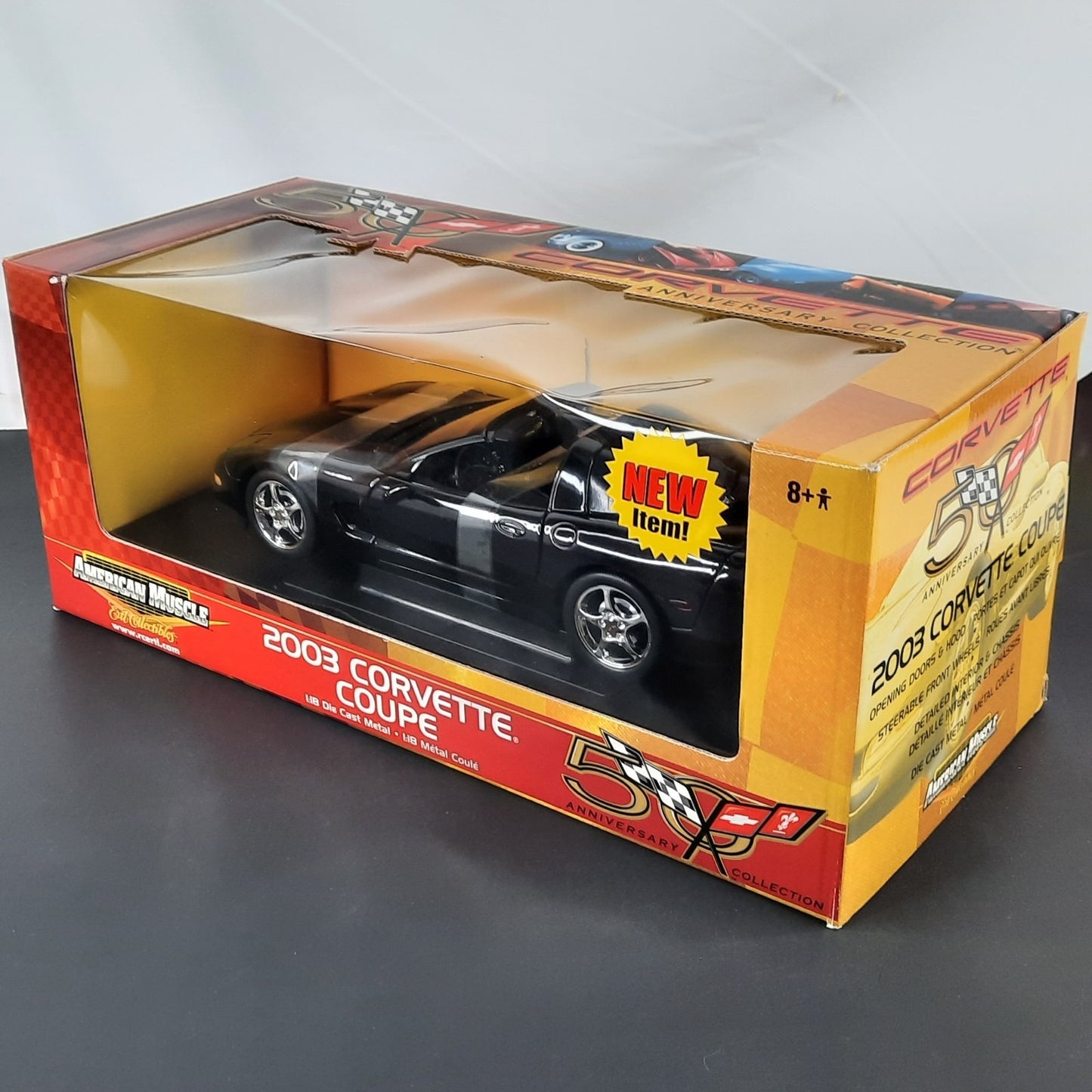 Ertl 2003 Corvette Coupe 50th Anniversary American Muscle Black 1:18 Diecast