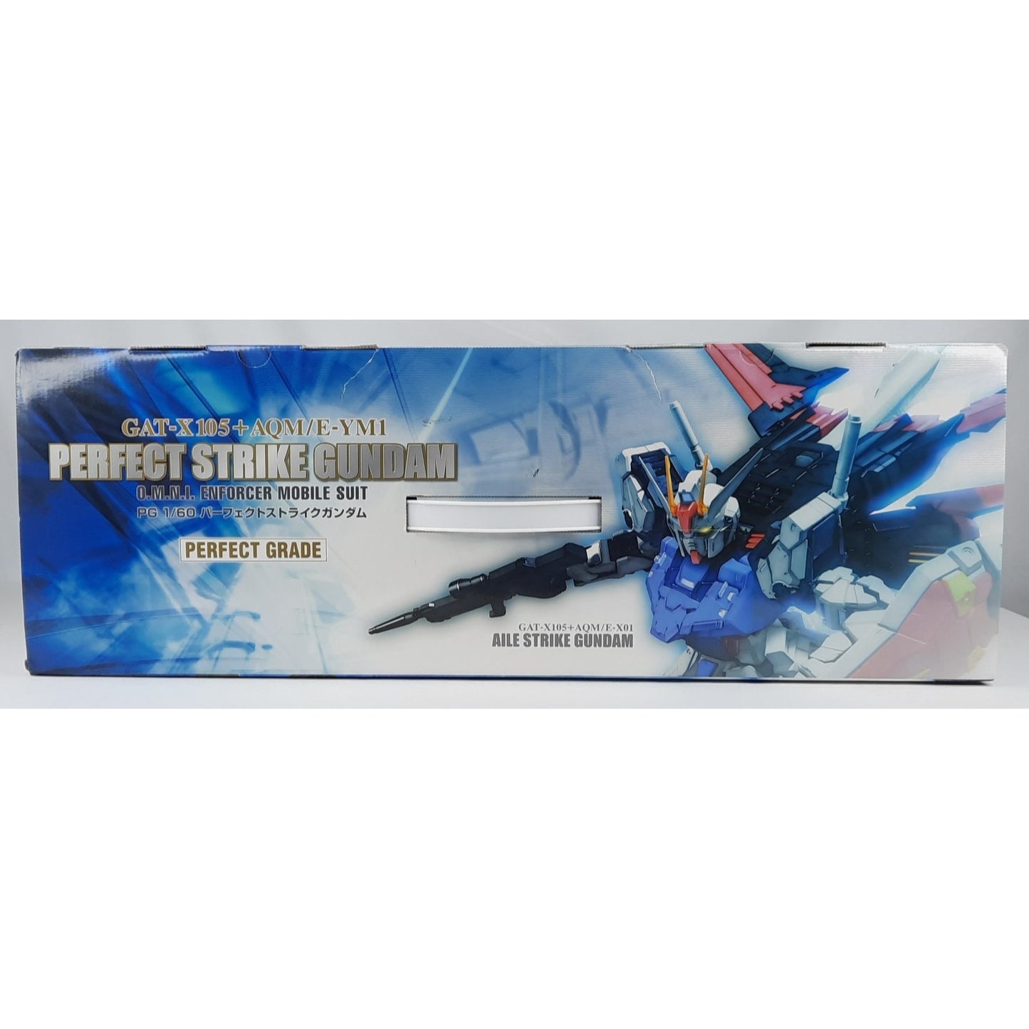 BANDAI PG Perfect Strike Gundam GAT-X105 + AQM/E-YM1 model kit DISTRESSED BOX