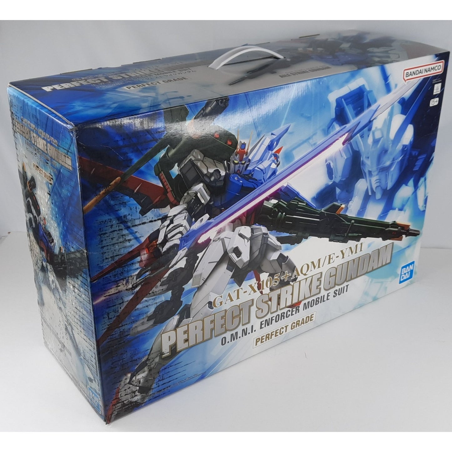 BANDAI PG Perfect Strike Gundam GAT-X105 + AQM/E-YM1 model kit DISTRESSED BOX