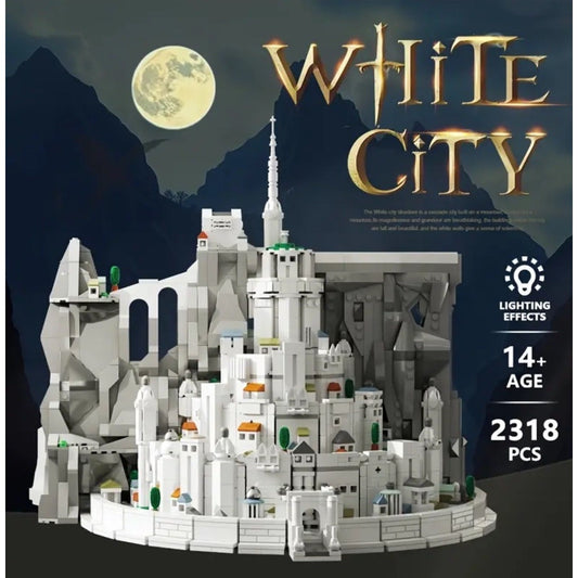 MOC Minas Tirith White City LOTR Building Block Set Compatible Light Effects LE
