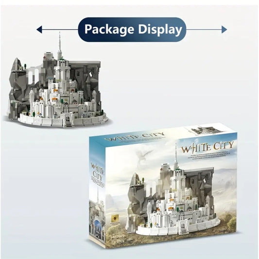 MOC Minas Tirith White City LOTR Building Block Set Compatible Light Effects LE