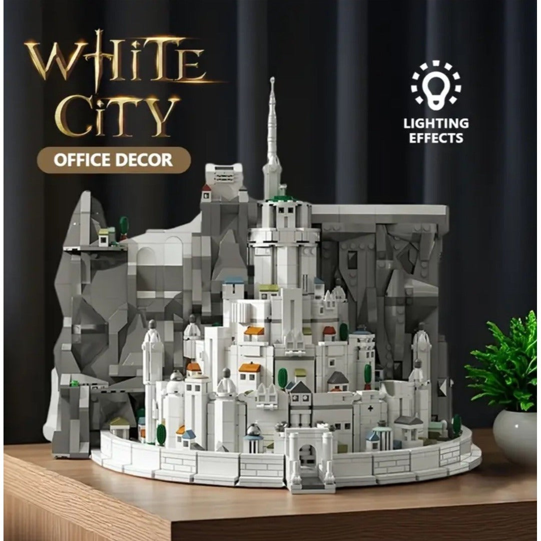 MOC Minas Tirith White City LOTR Building Block Set Compatible Light Effects LE