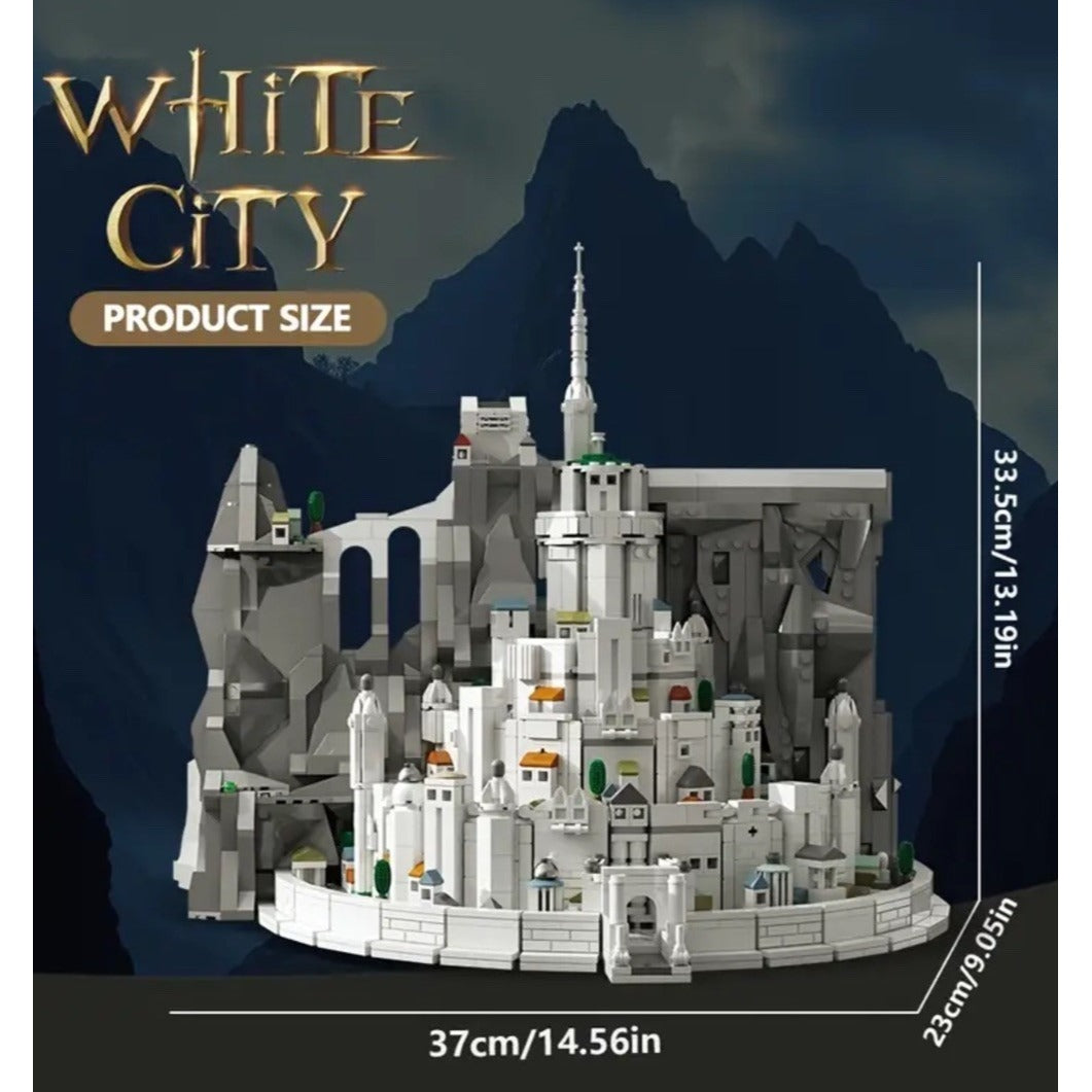 MOC Minas Tirith White City LOTR Building Block Set Compatible Light Effects LE