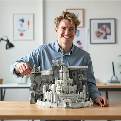 MOC Minas Tirith White City LOTR Building Block Set Compatible Light Effects LE