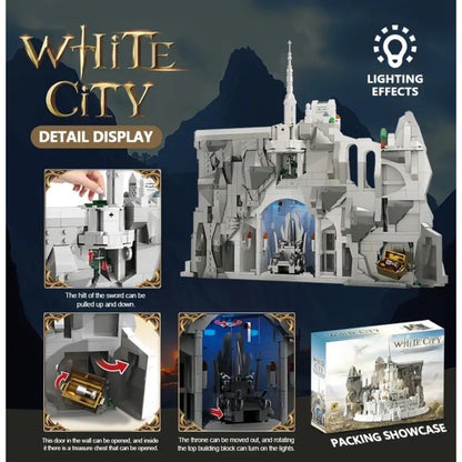 MOC Minas Tirith White City LOTR Building Block Set Compatible Light Effects LE