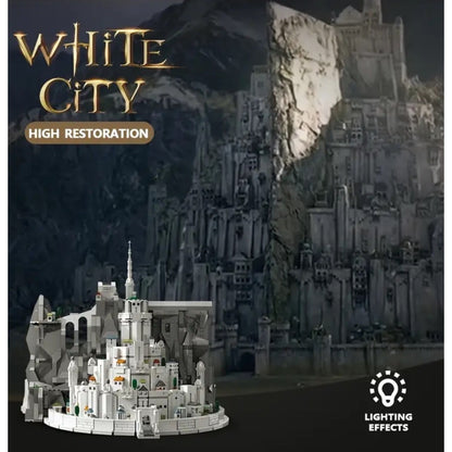 MOC Minas Tirith White City LOTR Building Block Set Compatible Light Effects LE