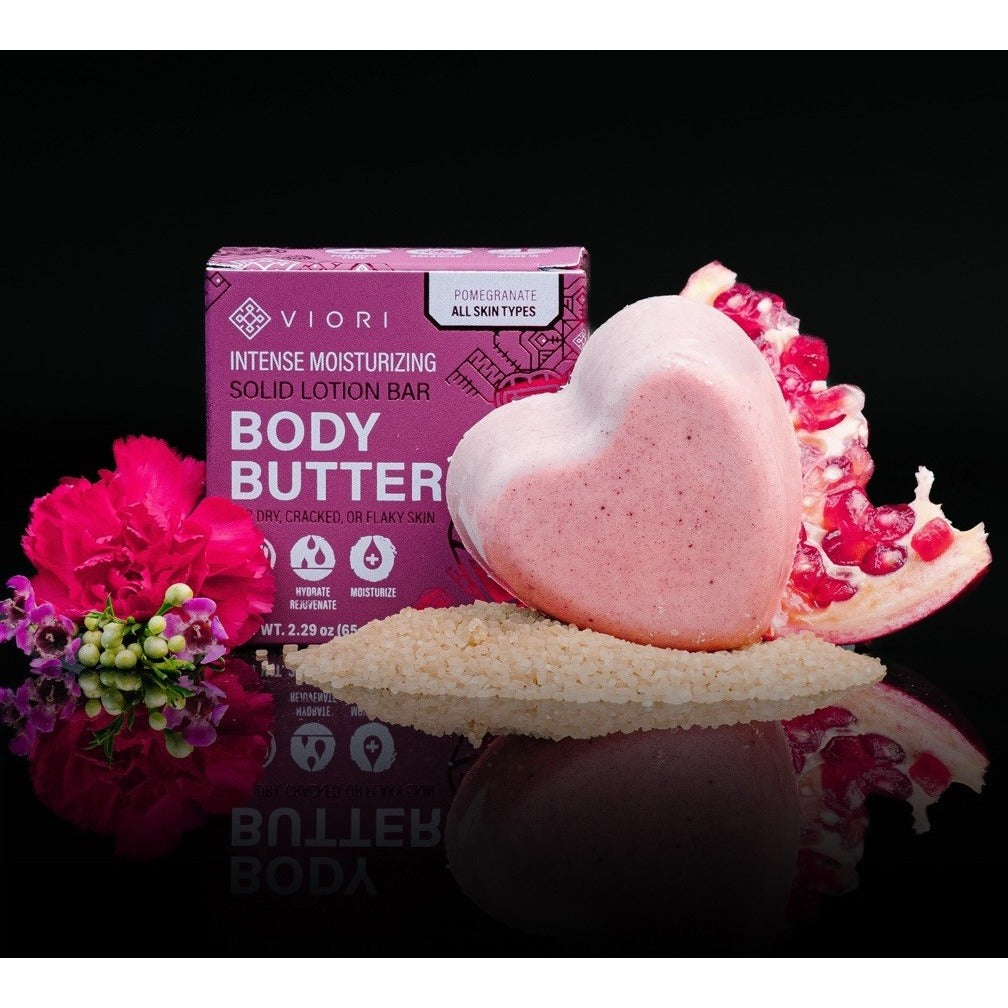 Viori Pomegranate Calming Bubble Bath Body Butter Bar Valentines Combo Set LE