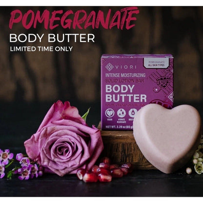 Viori Pomegranate Calming Bubble Bath Body Butter Bar Valentines Combo Set LE