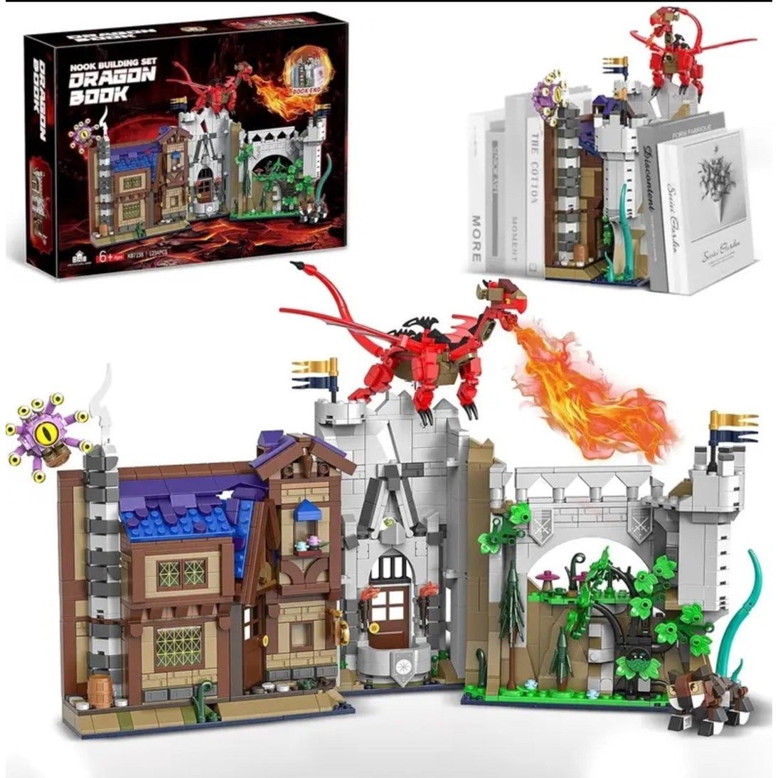MOC Dungeons Dragons DND Building Block Set Compatible Open Book End Boxed