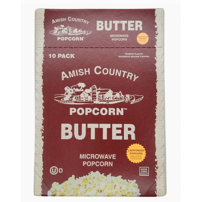 Amish Country Popcorn 10PK Microwave Ladyfinger Butter Popcorn New Boxed