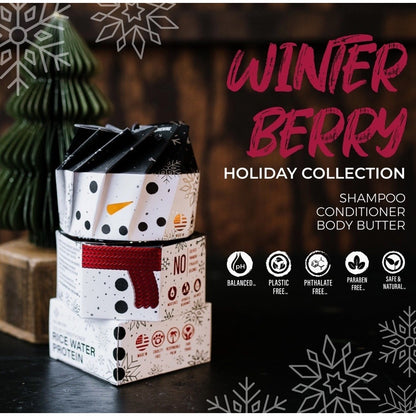 Viori Snowman Bundle Winter Berry Solid Shampoo Conditioner Body Butter Set