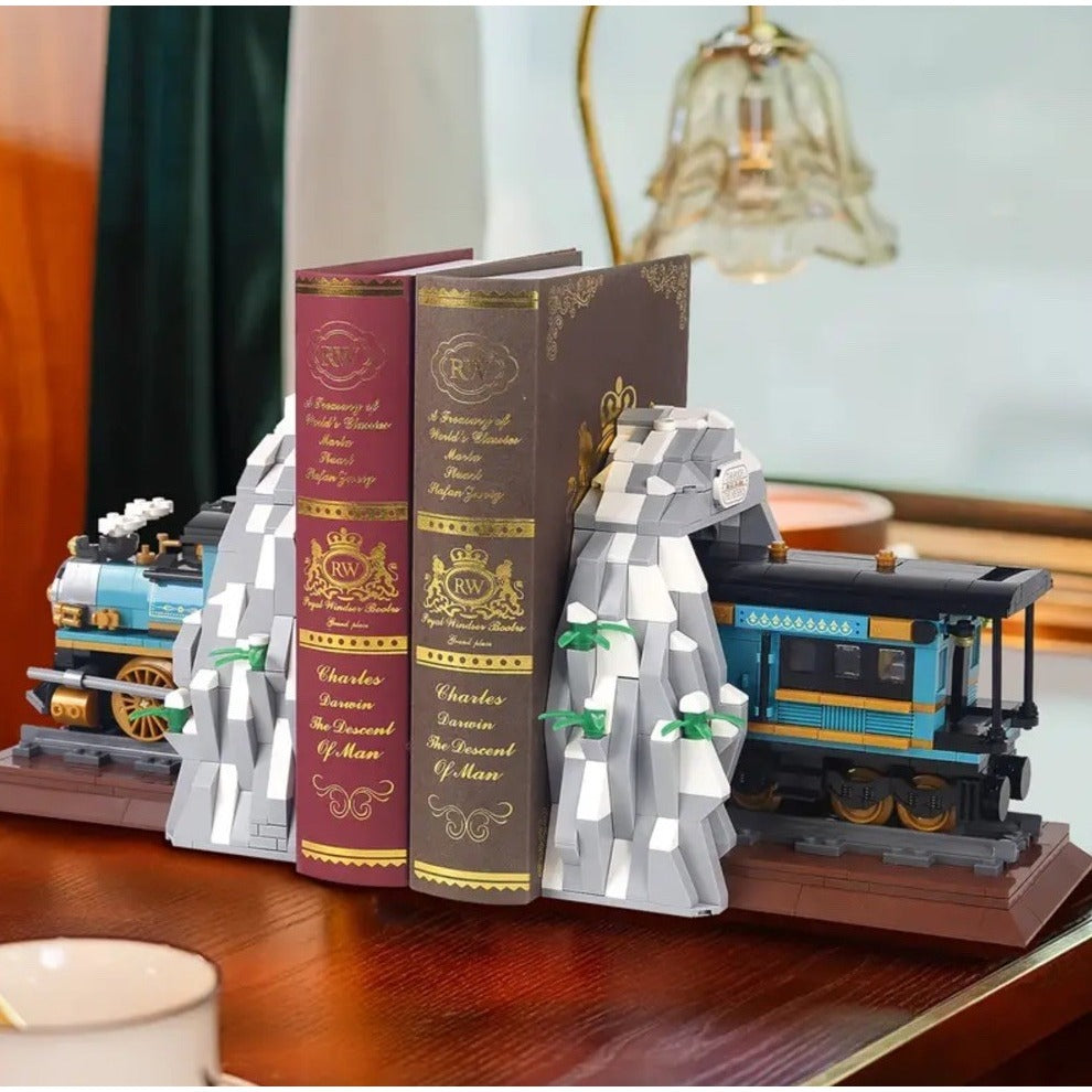 MOC Train Mountain Book End Building Block Set Compatible New In Box 1205pcs