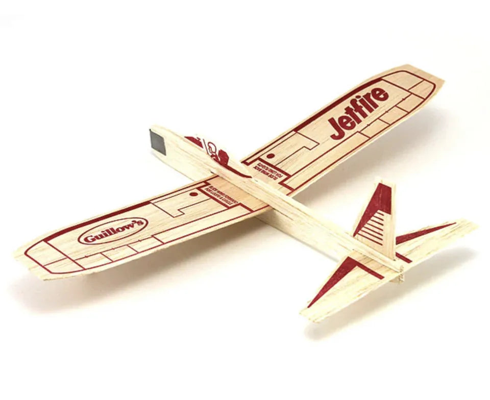 Guillows Toy wood Plane Kit Lot set 4 rubber powered airplanes & gliders jetfire