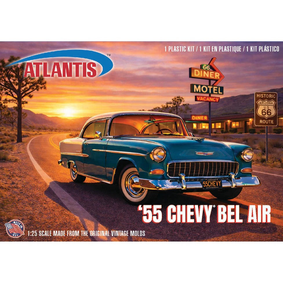 ATLANTIS '55 Chevy Bel Air HT US Route 66 1:25 model kit