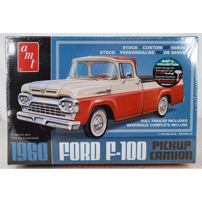 AMT '60 Ford F-100 Pickup truck w trailer 1960 1:25 model kit DISTRESSED BOX