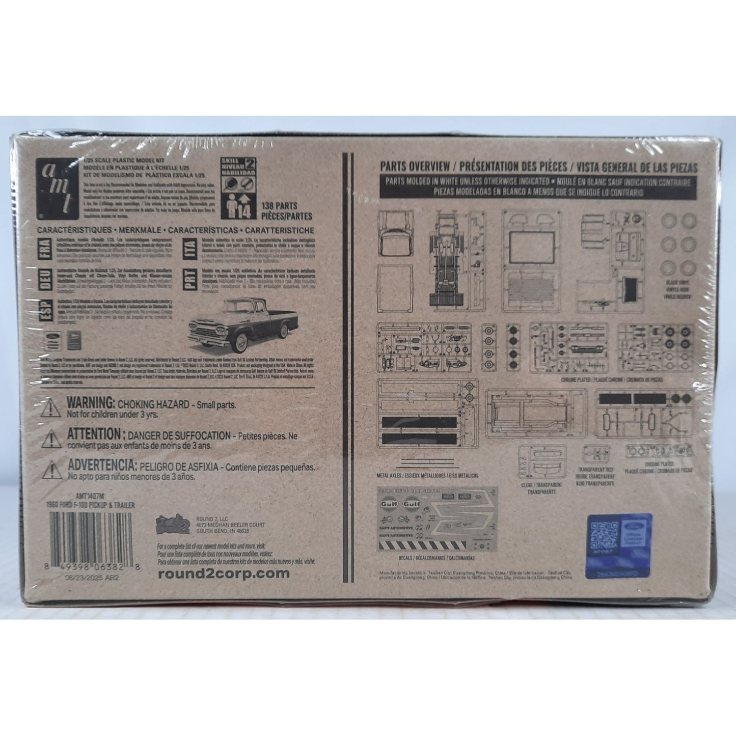 AMT '60 Ford F-100 Pickup truck w trailer 1960 1:25 model kit DISTRESSED BOX