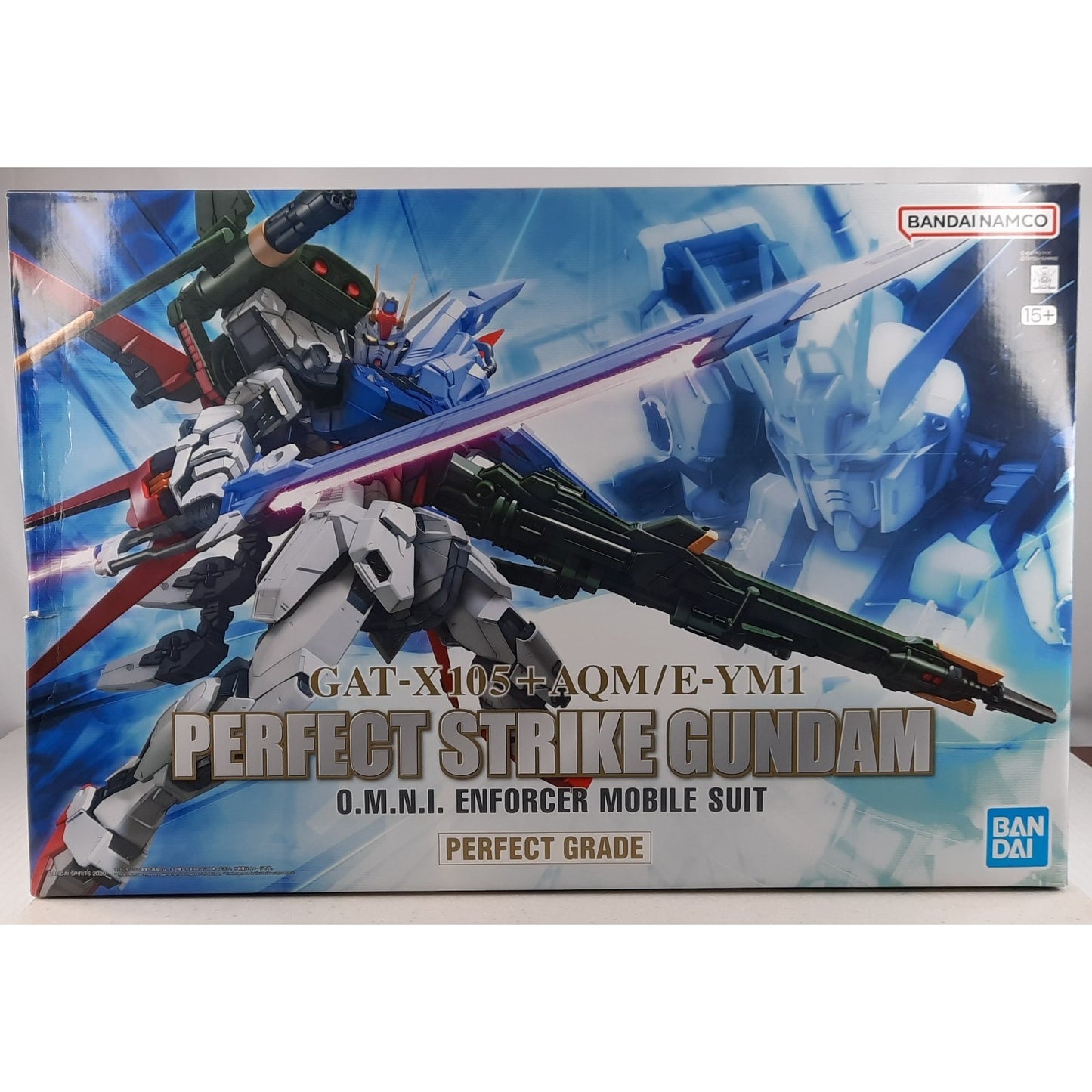 BANDAI PG Perfect Strike Gundam GAT-X105 + AQM/E-YM1 model kit DISTRESSED BOX