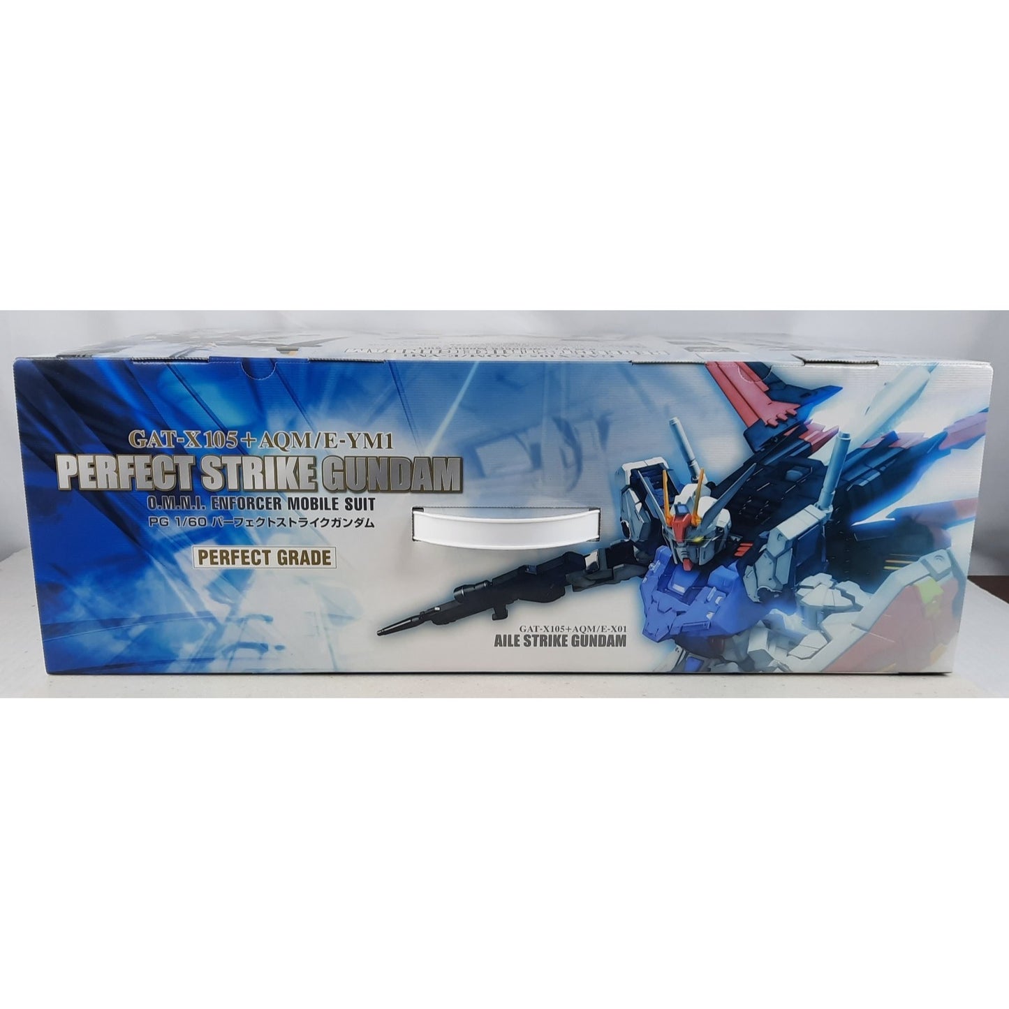 BANDAI PG Perfect Strike Gundam GAT-X105 + AQM/E-YM1 model kit DISTRESSED BOX