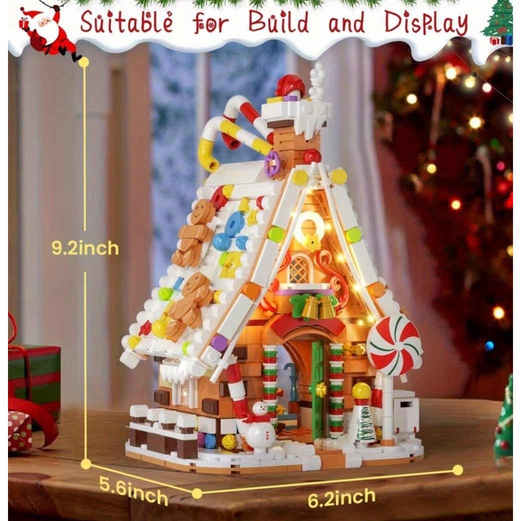 Moc Gingerbread House Building Block Set Holiday Light Effects LE 1000pcs