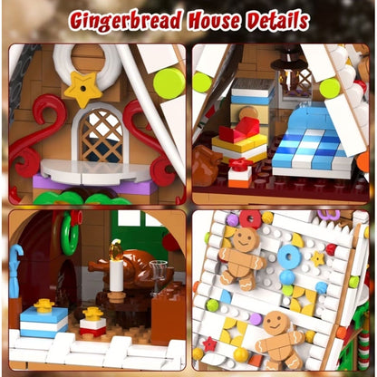Moc Gingerbread House Building Block Set Holiday Light Effects LE 1000pcs