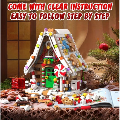 Moc Gingerbread House Building Block Set Holiday Light Effects LE 1000pcs