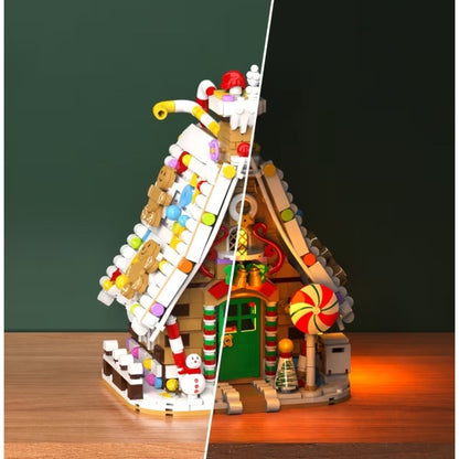 Moc Gingerbread House Building Block Set Holiday Light Effects LE 1000pcs