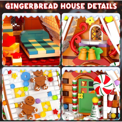 Moc Gingerbread House Building Block Set Holiday Light Effects LE 1000pcs